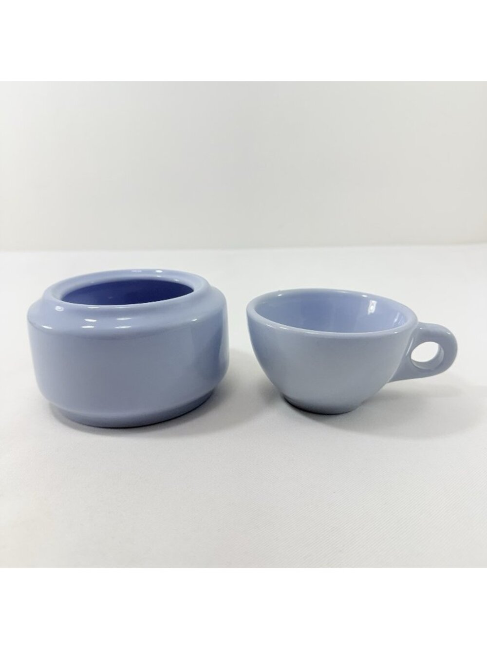 Buffalo USA China Lune Set Teacup Cup K12 Sugar Bowl K10 Blue Round Short Wide